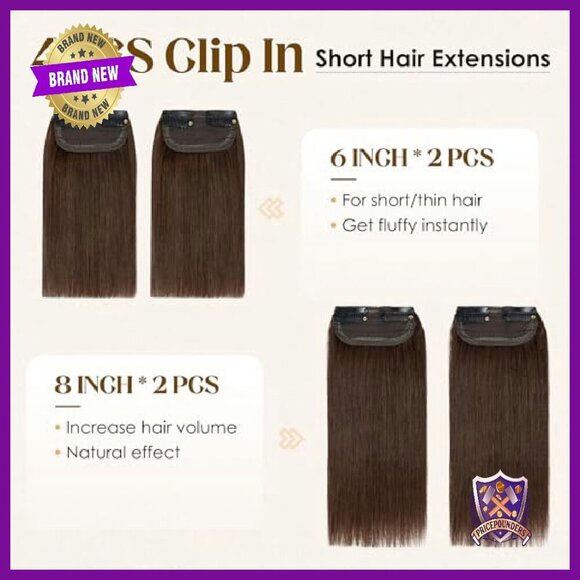 Human Hair Clip-In Extensions 4PC Set for Volume & Thinning Hair main image 5